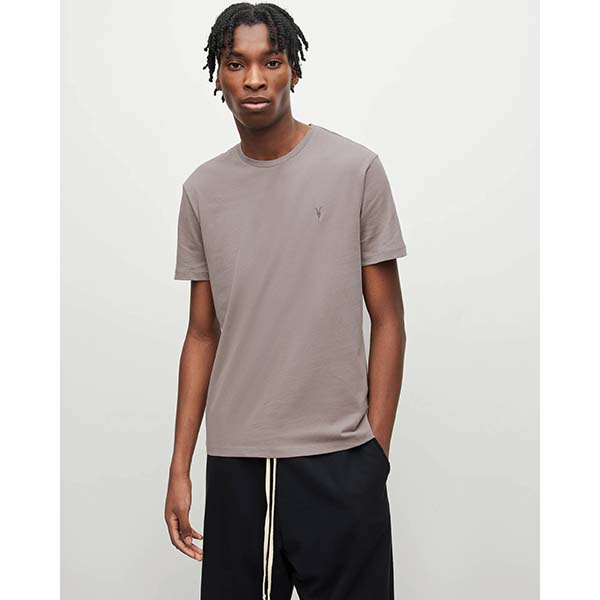 Allsaints Australia Mens Brace Crew Brushed Cotton T-Shirt Grey AU32-705